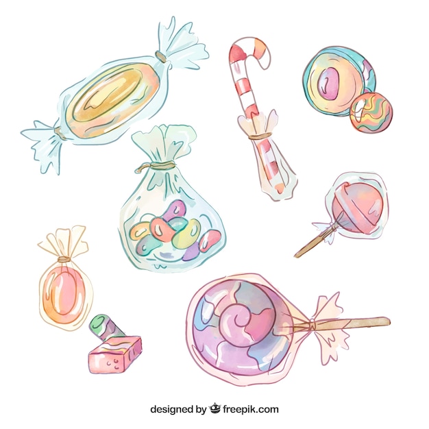 Collection De Bonbons Délicieux Dans Un Style Aquarelle