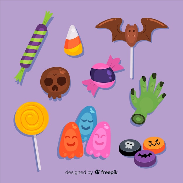 Collection de bonbons halloween dessinés à la main