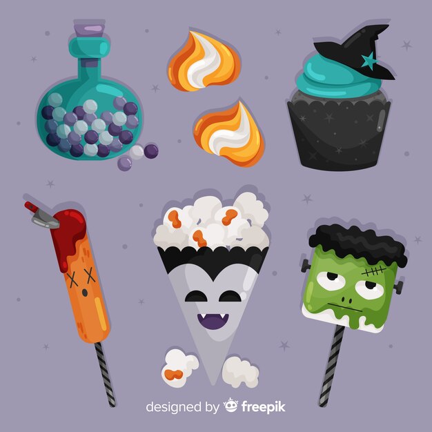 Collection de bonbons halloween plats