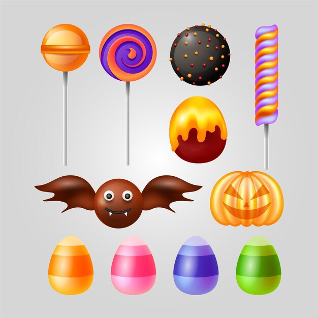 Collection de bonbons d'halloween réaliste