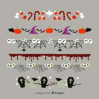 Vecteur gratuit collection de bordure halloween plat