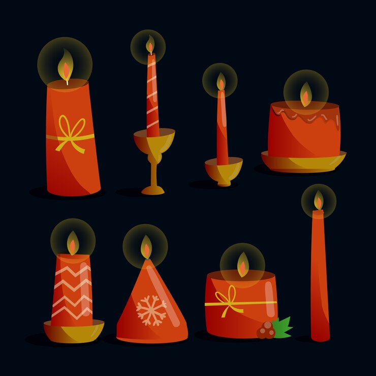 Vecteur gratuit collection de bougies de noël dessinées à la main