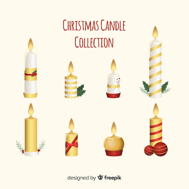 Collection De Bougies De Noël En Détails Dorés