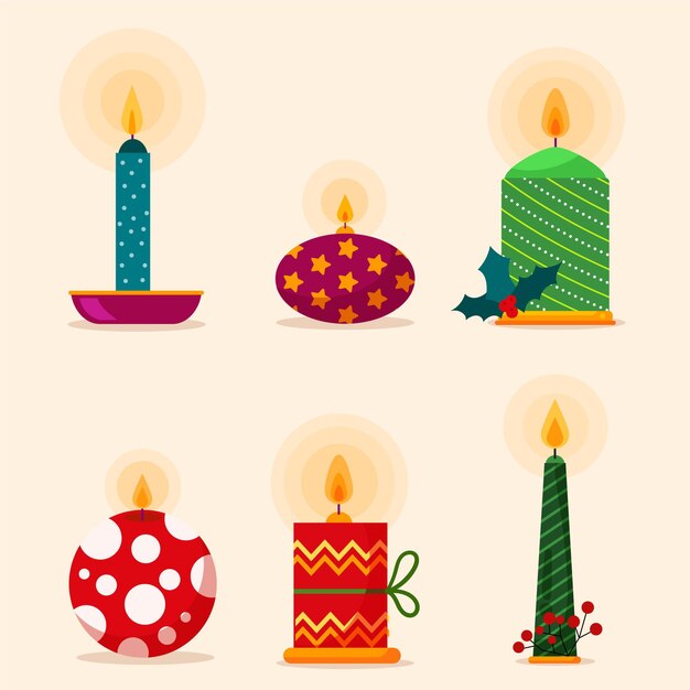 Collection de bougies de Noël plates