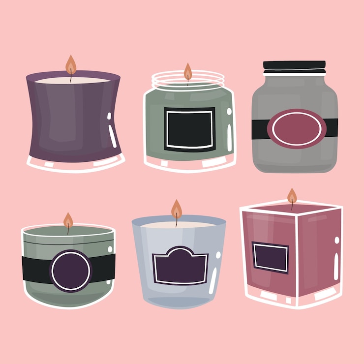 Vecteur gratuit collection de bougies parfumées dessinées à la main