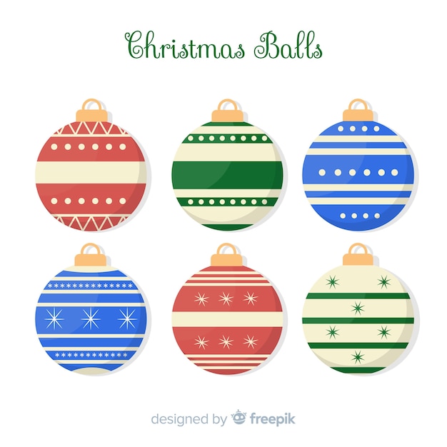 Collection De Boule De Noël Colorée Avec Design Plat