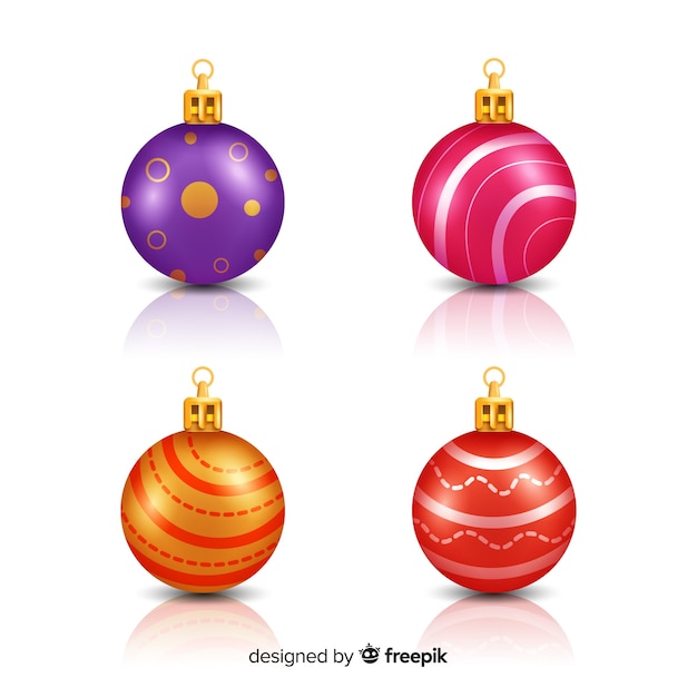 Collection de boules de Noël élégante et réaliste