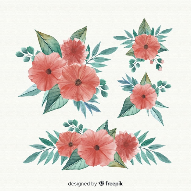 Vecteur gratuit collection de bouquet floral aquarelle