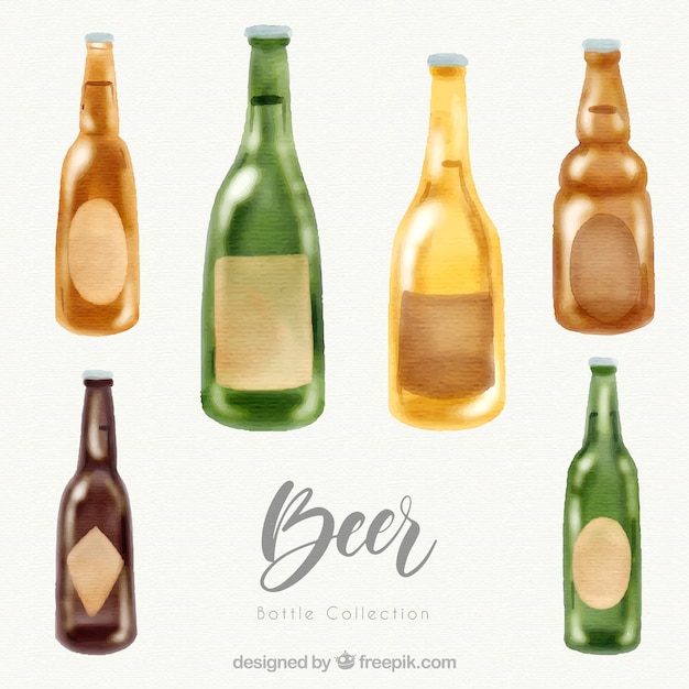 Collection de bouteille de bière aquarelle