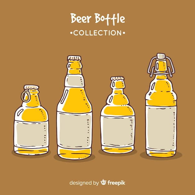 Vecteur gratuit collection de bouteilles de bière