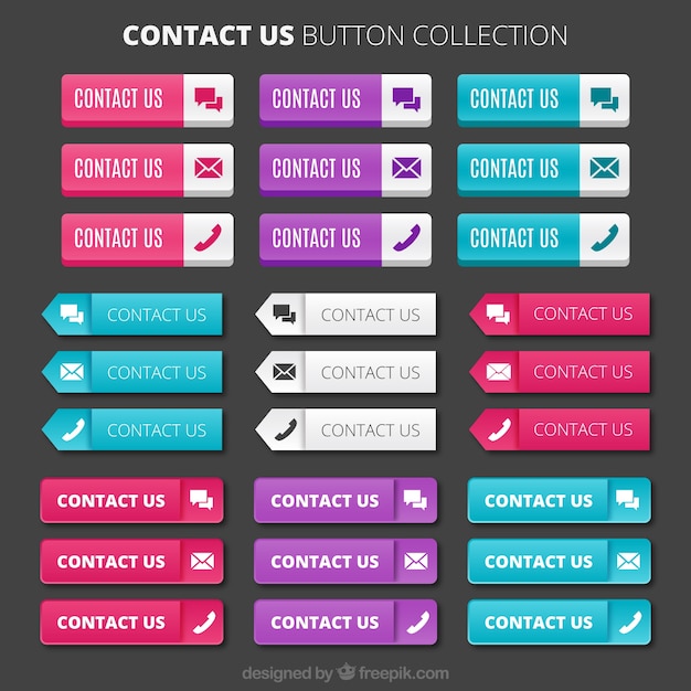 Vecteur gratuit collection de bouton de contact