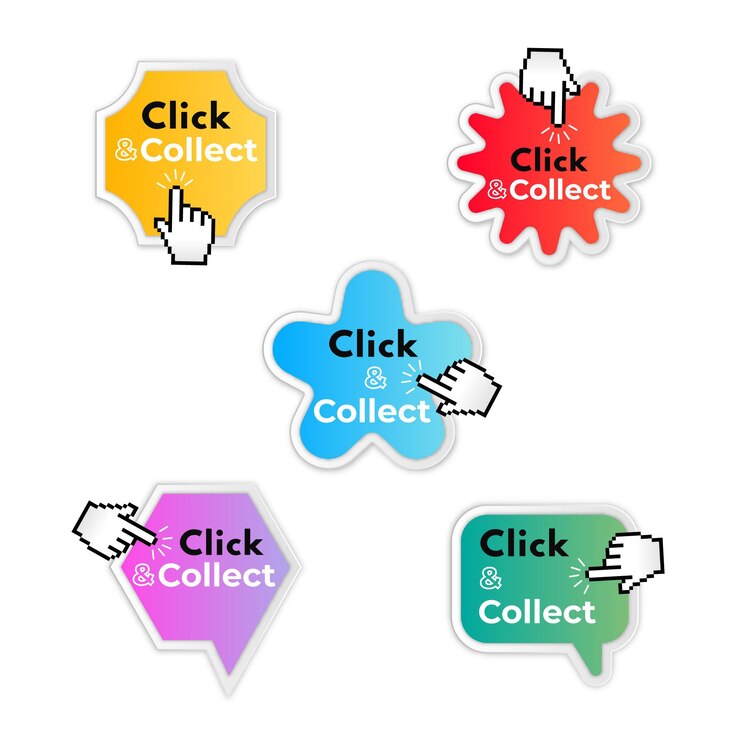 Vecteur gratuit collection de boutons click and collect