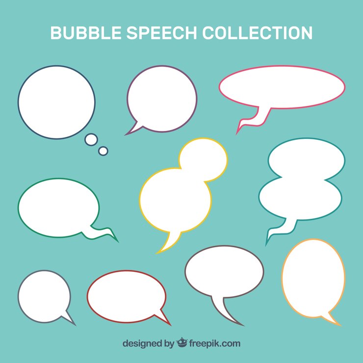 Vecteur gratuit collection de bulle de discours avec coup coloré