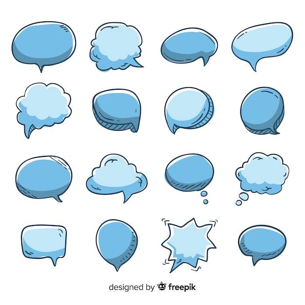 Collection de bulles de discours dessinés à la main vide