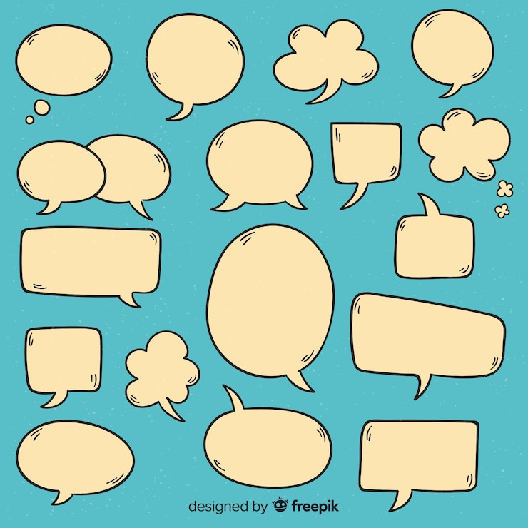 Vecteur gratuit collection de bulles de discours dessinés à la main