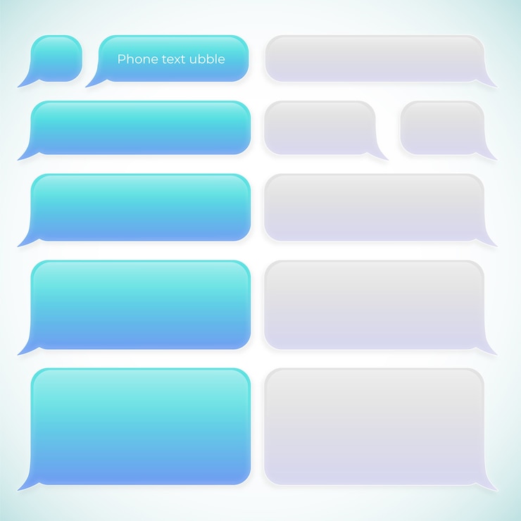 Vecteur gratuit collection de bulles de texte de téléphone dégradé