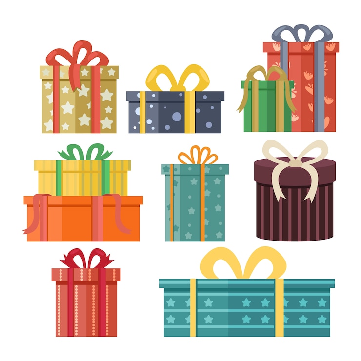 Vecteur gratuit collection de cadeaux de noël design plat