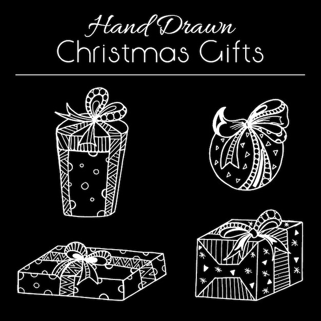 Collection de cadeaux de Noël dessinés à la main