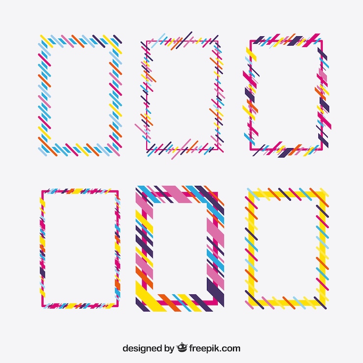 Vecteur gratuit collection de cadre coloré avec un design plat