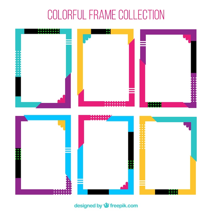 Vecteur gratuit collection de cadre coloré avec un design plat