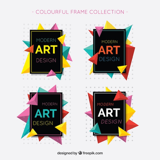 Vecteur gratuit collection de cadre coloré avec un style géométrique