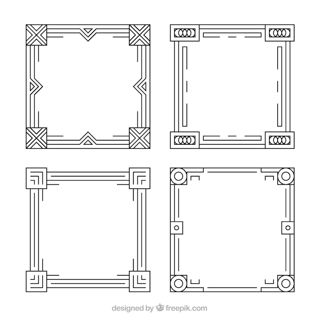 Vecteur gratuit collection de cadre avec style linéaire