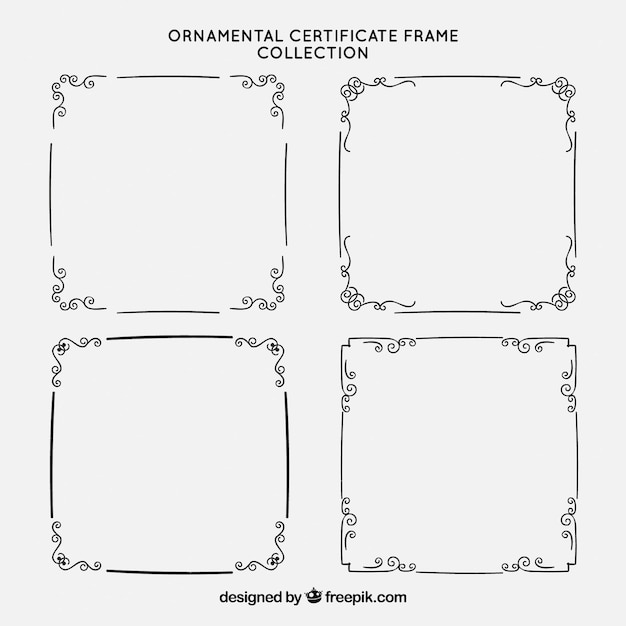 Collection De Cadres De Certificat Avec Des Ornements