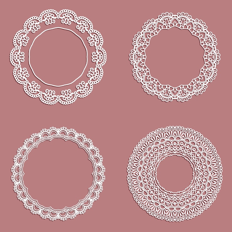 Vecteur gratuit collection de cadres circulaires en dentelle