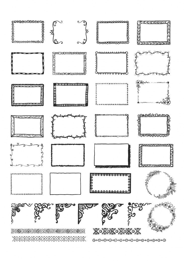 Vecteur gratuit collection de cadres dessinés à la main