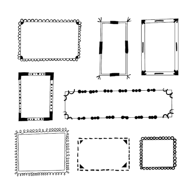 Collection De Cadres De Doodle Dessinés à La Main
