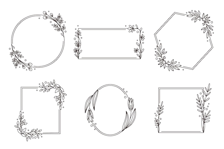 Vecteur gratuit collection de cadres floraux dessinés à la main