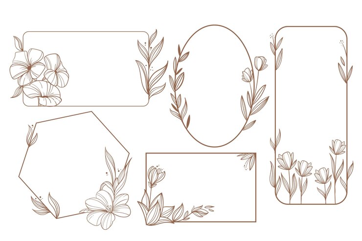 Vecteur gratuit collection de cadres floraux dessinés à la main