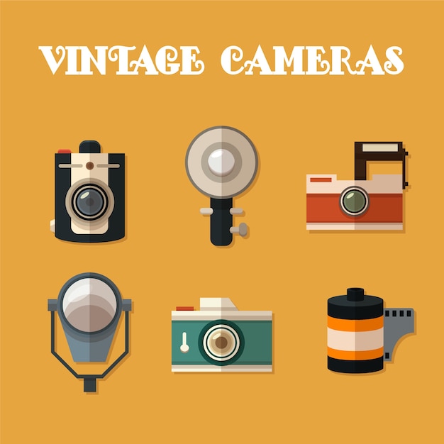 Vecteur gratuit collection de caméras vintage