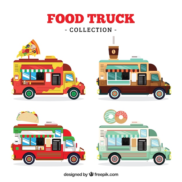 Collection De Camions Alimentaires Avec Style Moderne