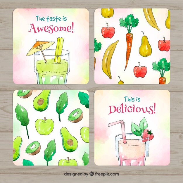Collection de carte belle aquarelle alimentaire