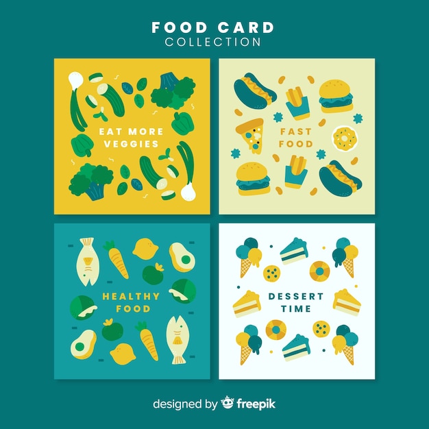 Vecteur gratuit collection de cartes alimentaires