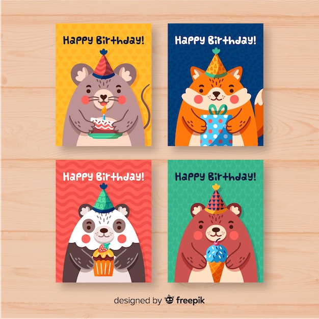 Collection De Cartes D'anniversaire Dessinées à La Main