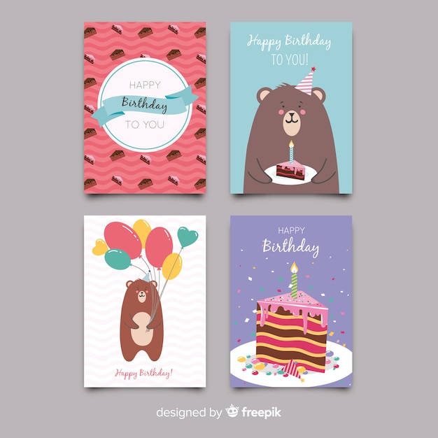 Collection De Cartes D'anniversaire Plates