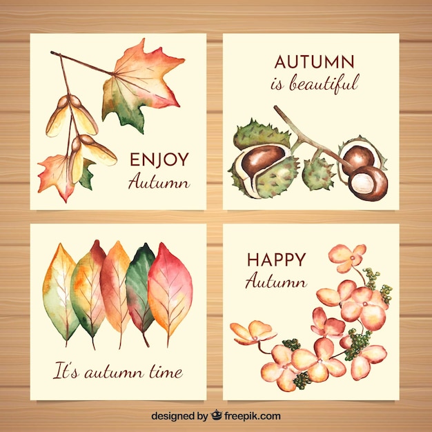 Collection De Cartes Aquarelle Automne