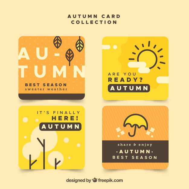 Collection De Cartes Automne Moderne Avec Un Design Plat