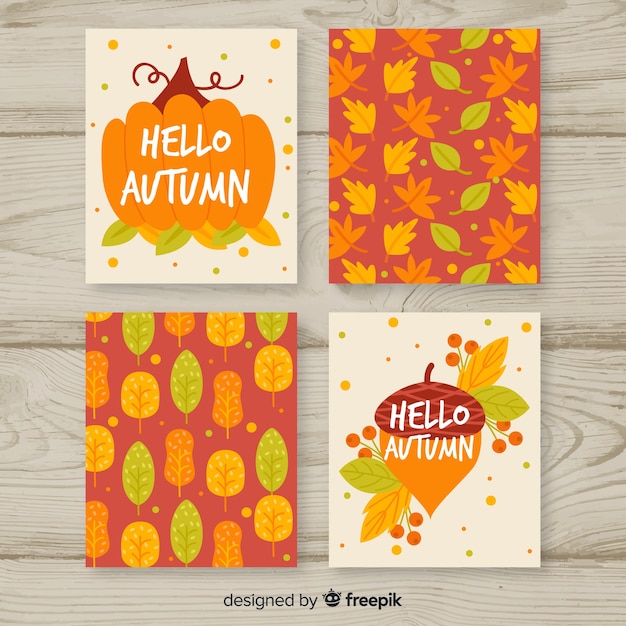 Collection De Cartes D'automne Plat