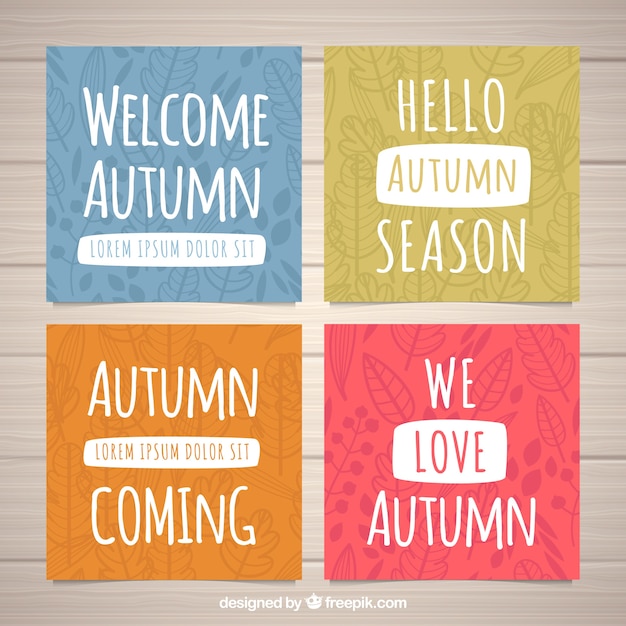 Collection De Cartes D'automne Avec Typogaphie