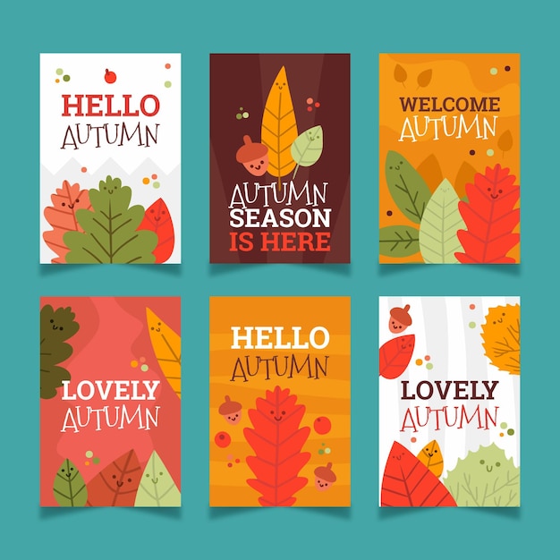 Vecteur gratuit collection de cartes d'automne