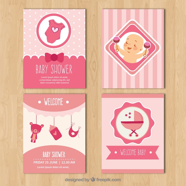 Collection De Cartes Bébé Dans Un Style Dessiné à La Main