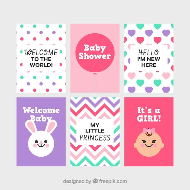 Collection De Cartes Bébé Dans Un Style Plat