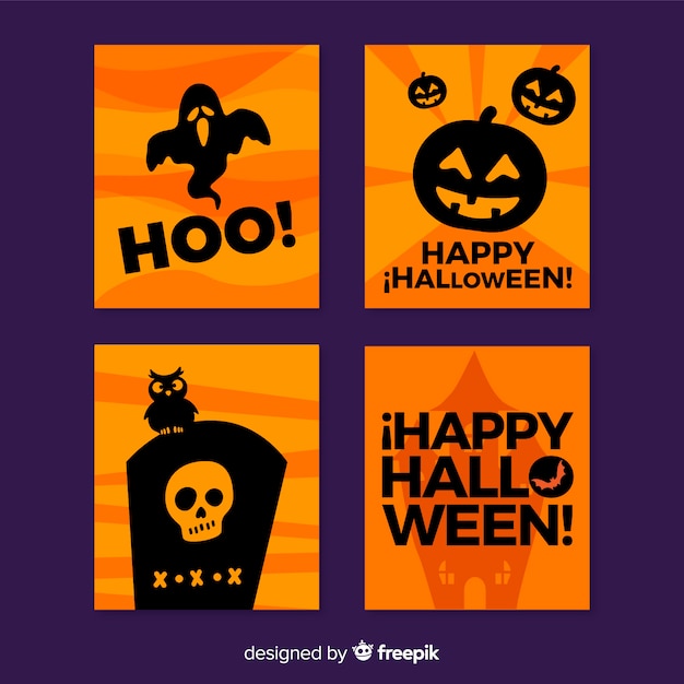 Collection De Cartes De Couleurs Halloween Noir Et Orange