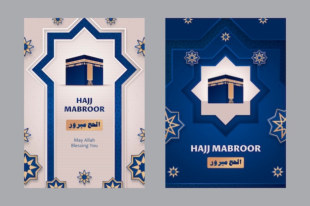 Vecteur gratuit collection de cartes dégradé hajj mubarak