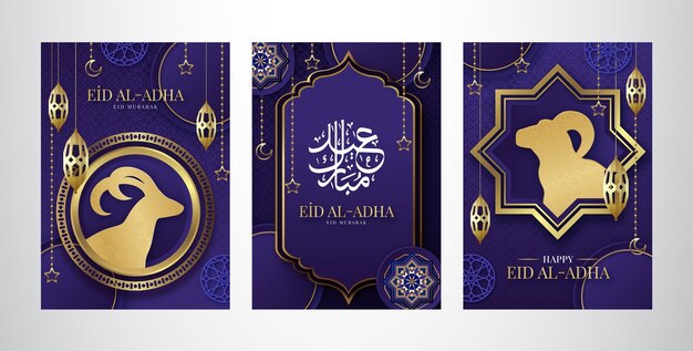 Collection de cartes dégradées eid al-adha mubarak