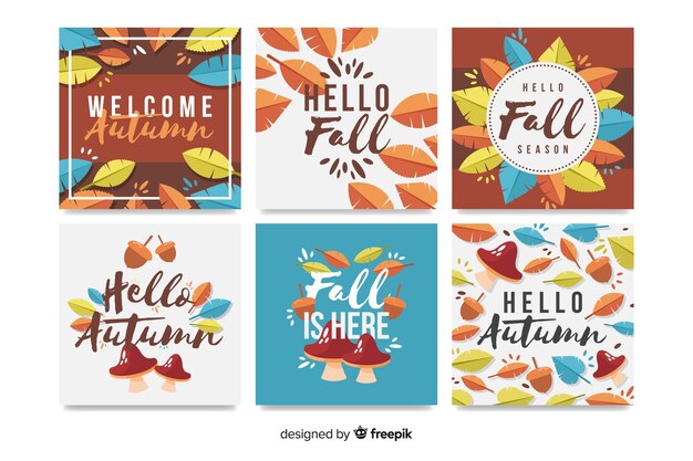 Vecteur gratuit collection de cartes design automne