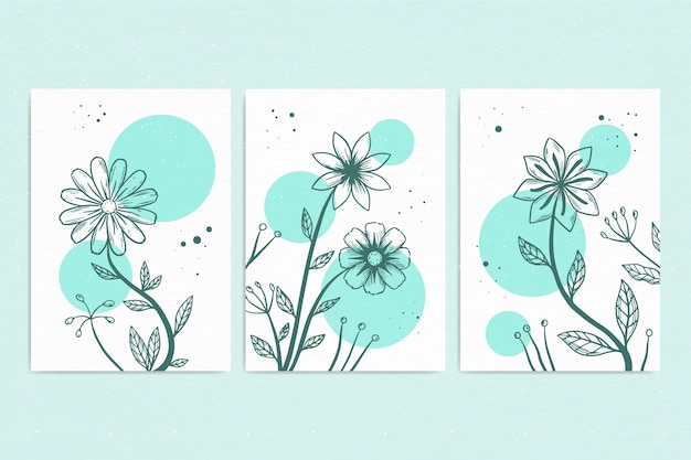 Vecteur gratuit collection de cartes florales aquarelles peintes à la main